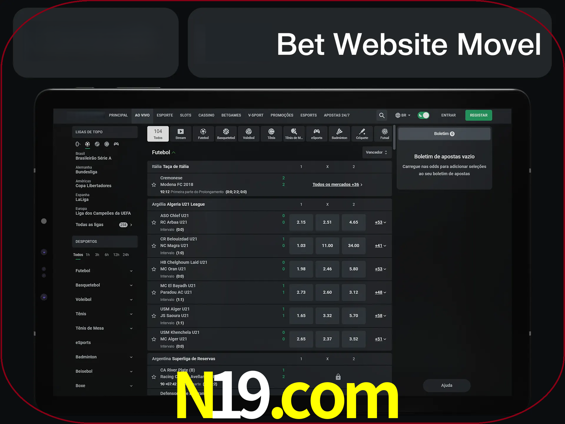 Use nosso website em qualquer dispositivo.