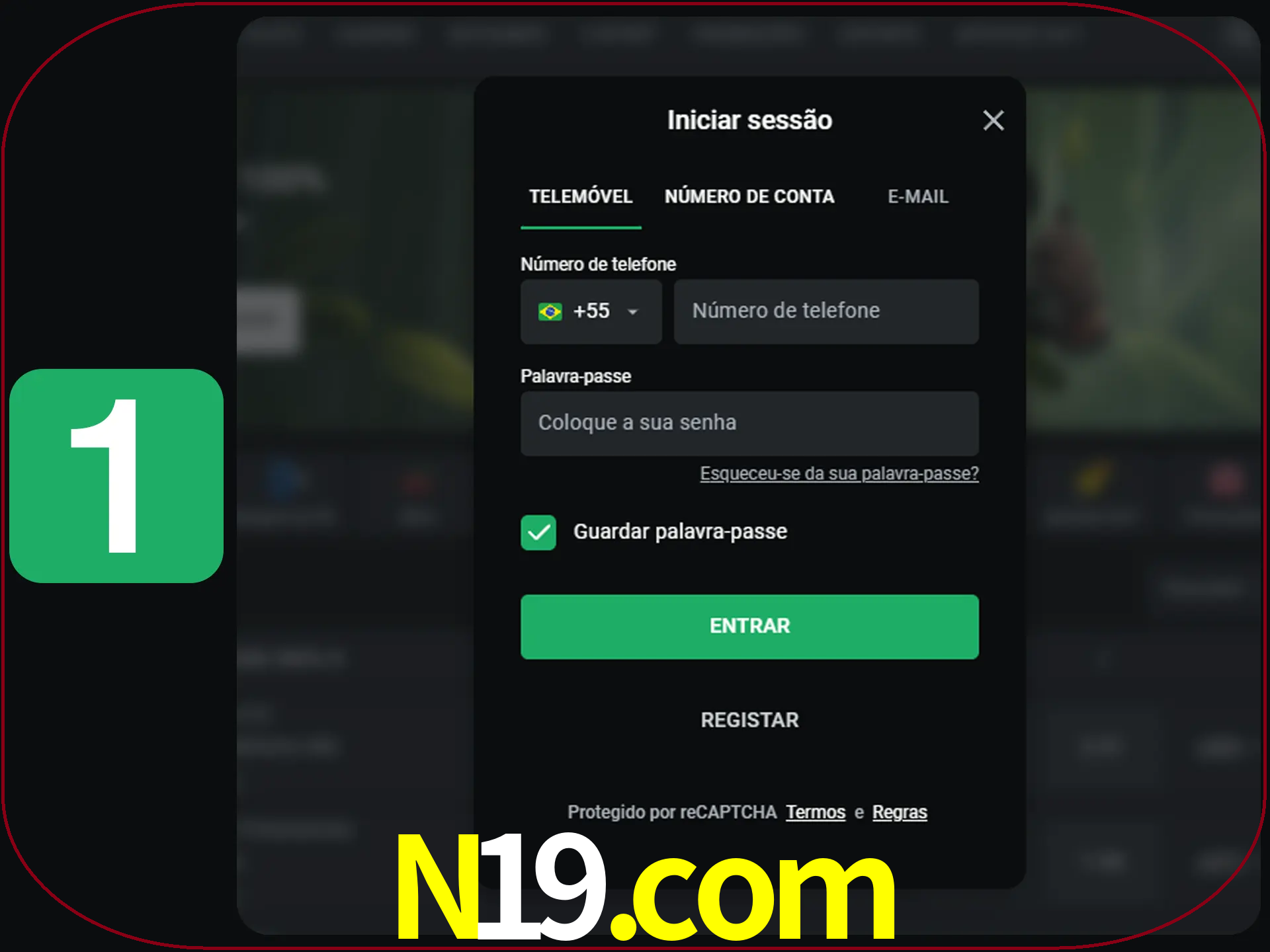 Clique no botão Entrar.